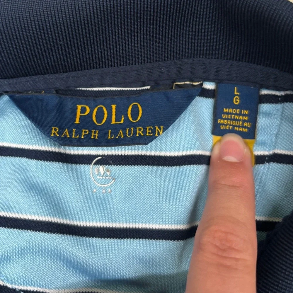 Polo Ralph Lauren Golf Shirt Mens Large Blue Striped‎ 121st US Open Torrey Pines